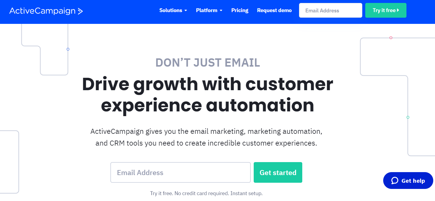 Screenshot of ActiveCampaign.com’s landing page]